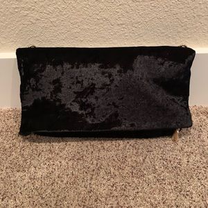 Black velvet fold-over clutch